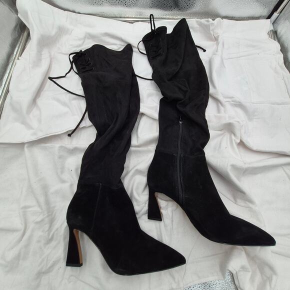 NEW Vince Camuto Taplana over-the-knee boots black suede Leather size 9.5M - Picture 2 of 6